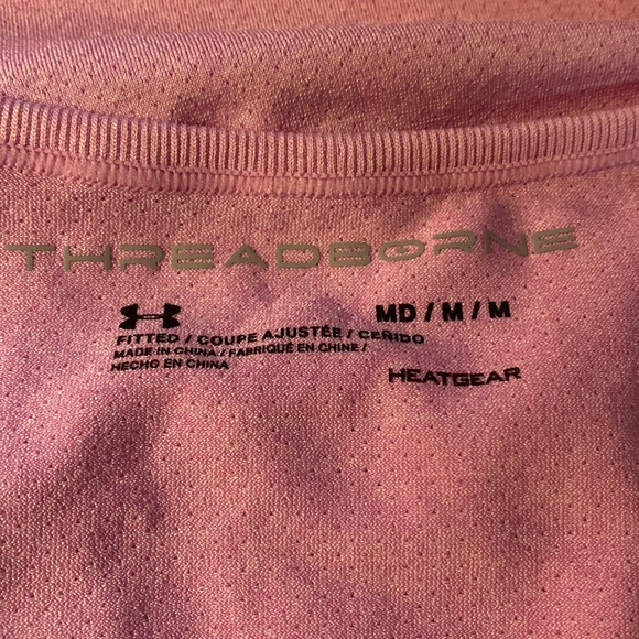 Under Armour UA HeatGear Threadborne Seamless Performance Pink Tee Sz Medium VGC - Picture 5 of 5